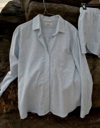 blue linen stripe